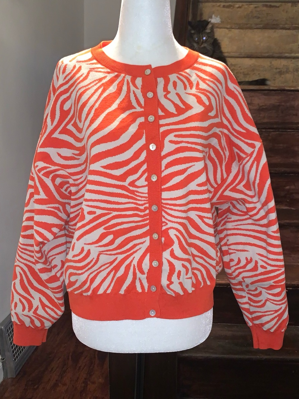 Zara Soho & Stella Zebra Stripe Cardigan | Size Large (Oversized Fit)